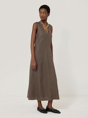Jigsaw Brown Scallop Detail Dress - Image 1 of 4