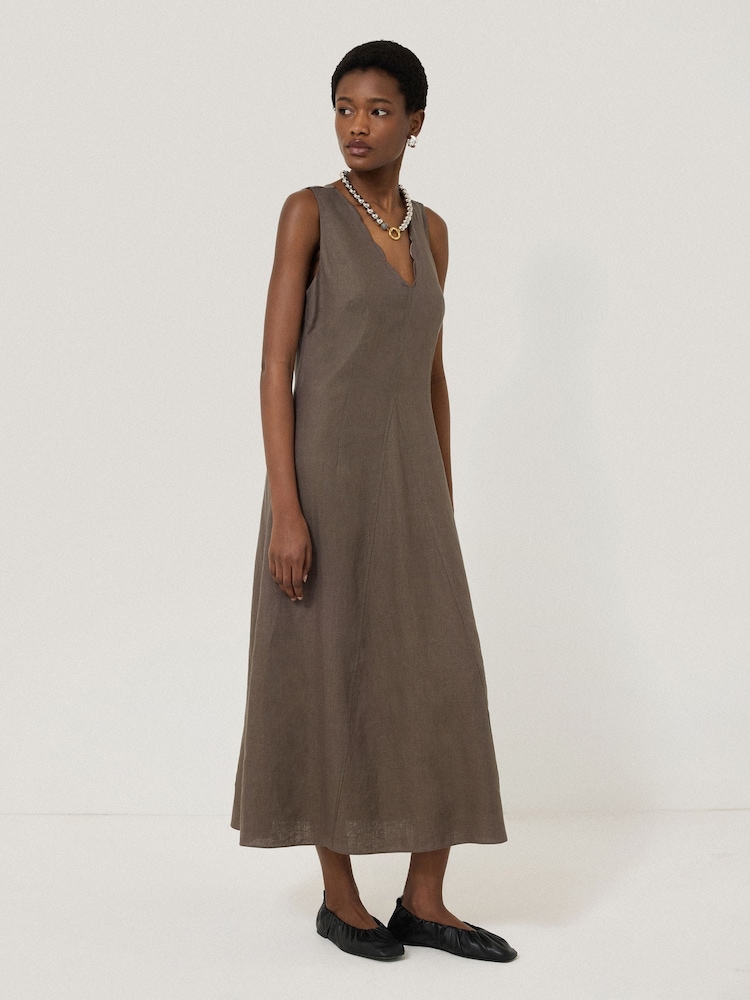 Jigsaw Brown Scallop Detail Dress - Image 1 of 4