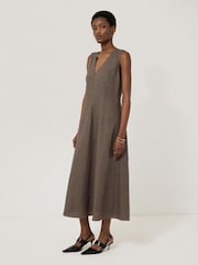 Jigsaw Brown Scallop Detail Dress - Image 3 of 4