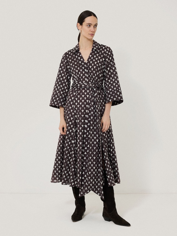 Jigsaw Purple 100% Cotton Tulip Voile Midi Dress - Image 1 of 7
