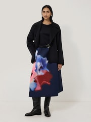 Jigsaw Blue Dreamy Floral Print Volume Skirt - Image 5 of 6