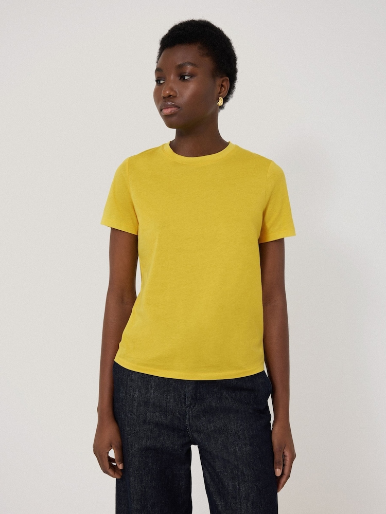 Jigsaw Yellow Crew Neck 100% Cotton T-Shirt - Image 1 of 5 Jigsaw Yellow Crew Neck 100% Cotton T-Shirt - Image 1 of 5