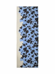 Jigsaw Blue Outline Rose Wool Scarf - Image 1 of 3