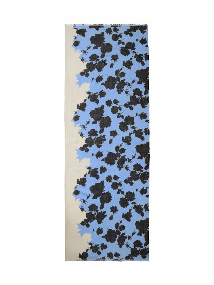 Jigsaw Blue Outline Rose Wool Scarf - Image 1 of 3