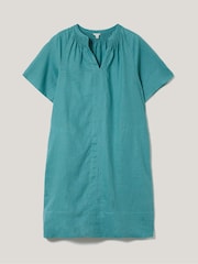 Jigsaw Blue 100% Linen Smocked T-Shirt Dress - Image 5 of 5