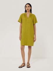 Jigsaw Green 100% Linen Smocked T-Shirt Dress - Image 1 of 6