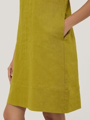 Jigsaw Green 100% Linen Smocked T-Shirt Dress - Image 4 of 6