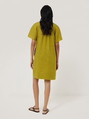 Jigsaw Green 100% Linen Smocked T-Shirt Dress - Image 5 of 6