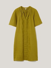 Jigsaw Green 100% Linen Smocked T-Shirt Dress - Image 6 of 6