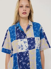 Jigsaw Blue Patchwork Short Sleeve 100% Cotton Pyjamas - Image 2 of 4