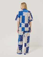 Jigsaw Blue Patchwork Short Sleeve 100% Cotton Pyjamas - Image 3 of 4
