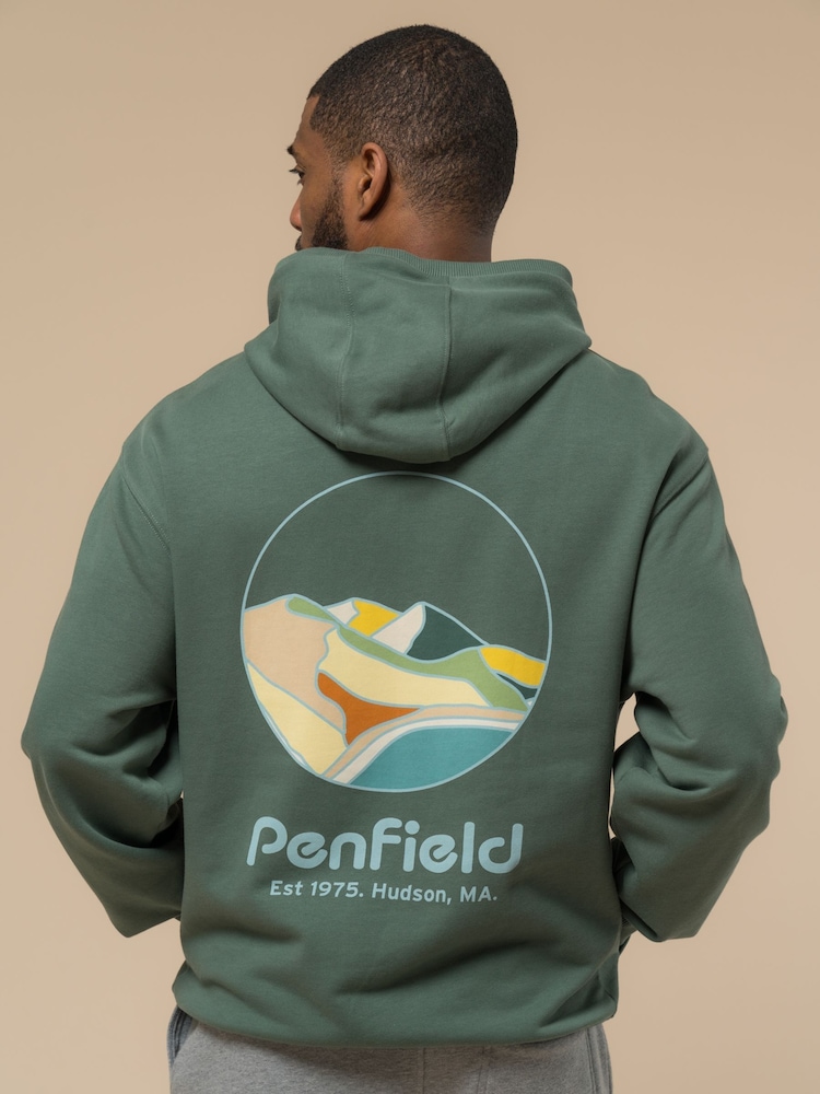 Penfield Green Mens Circle Landscape 100% Cotton Hoodie - Image 2 of 6