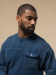 Penfield Blue Mens Newchester Panelled Crew 100% Cotton Sweatshirt - Image 2 of 5
