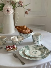 Laura Ashley Set of 4 Teal Green Thurston Bloom 16cm Bowls - Image 1 of 4