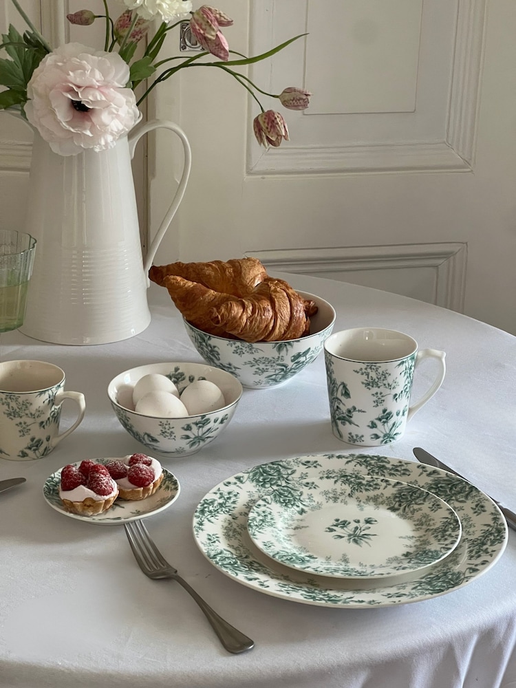 Laura Ashley Set of 4 Teal Green Thurston Bloom 16cm Bowls - Image 1 of 4