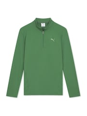 Puma Green Mens Slim Fit Train Quarter Zip Top - Image 1 of 2