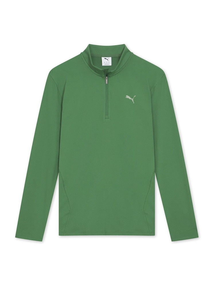 Puma Green Mens Slim Fit Train Quarter Zip Top - Image 1 of 2