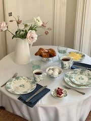 Laura Ashley Set of 4 Teal Green Thurston Bloom 23cm Plates - Image 3 of 4