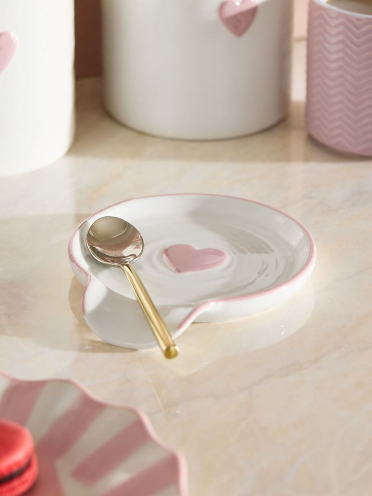 Pink Heart Ceramic Spoon Rest - Image 2 of 4