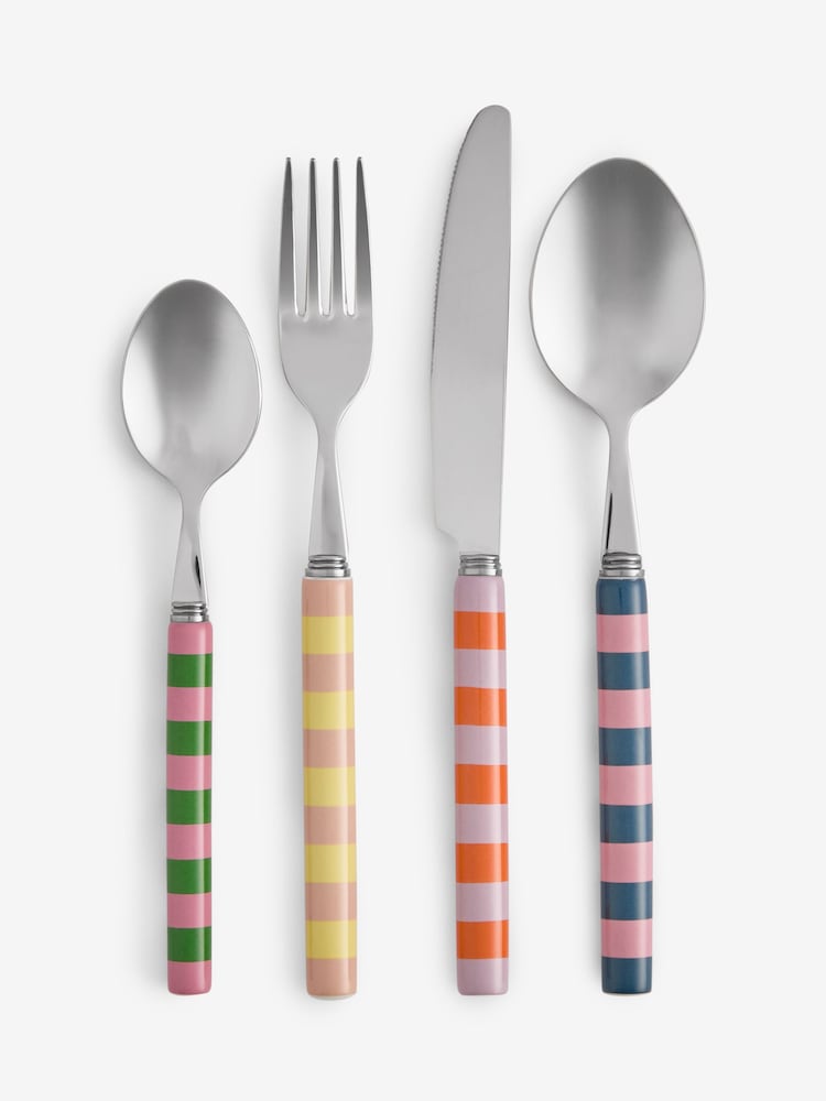 16 Piece Bright Stripe Ceramic Handle Cutlery Set - Image 1 of 1