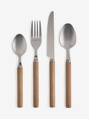 16 Piece Silver Stainless Steel Wood Handle Cutlery Set - Image 7 of 7