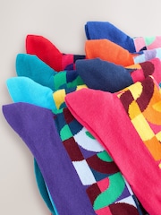 Bright Red/Green Geo Pattern Socks 8 Pack - Image 11 of 11