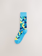 Bright Red/Green Geo Pattern Socks 8 Pack - Image 5 of 11