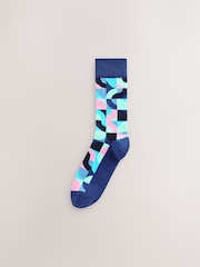 Bright Red/Green Geo Pattern Socks 8 Pack - Image 6 of 11