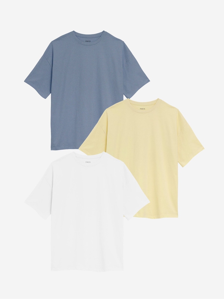 Simply Be Blue Boyfriend 100% Cotton T-Shirts 3 Pack - Image 1 of 5