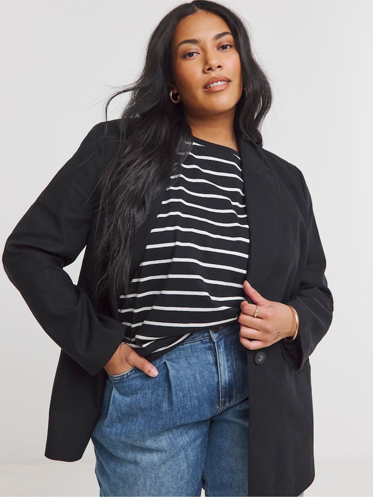 Simply Be Black Relaxed Blazer - Image 1 of 5
