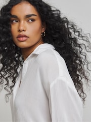 Simply Be White Oversized Crinkle Shirt - Image 3 of 4