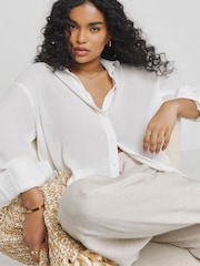 Simply Be White Oversized Crinkle Shirt - Image 4 of 4