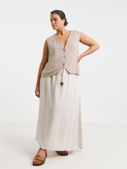 Simply Be White Midaxi Bead Detail Skirt - Image 4 of 4