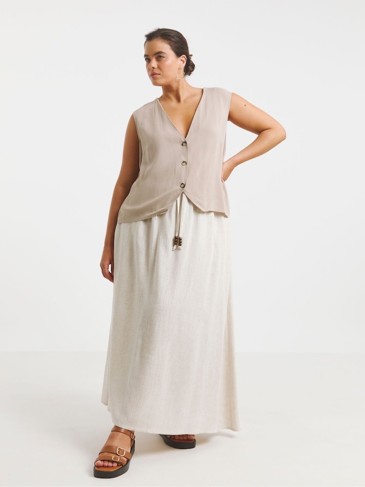 Simply Be White Midaxi Bead Detail Skirt - Image 4 of 4