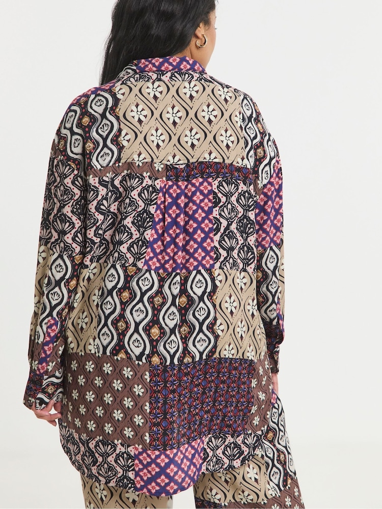 Simply Be Purple Crinkle Oversized Shirt - Image 2 of 5