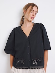 Simply Be Broderie Cutwork 100% Cotton Blouse - Imagen 1 de 4