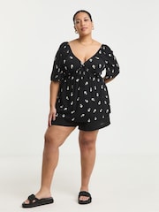 Simply Be Patterned Crinkle Shirred Waist Blouse - Imagen 4 de 5