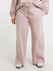 Simply Be Pink Deep Waistband Wide Leg Joggers With Side Split - Image 2 of 4