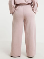 Simply Be Pink Deep Waistband Wide Leg Joggers With Side Split - Image 3 of 4