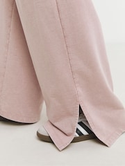 Simply Be Pink Deep Waistband Wide Leg Joggers With Side Split - Image 4 of 4