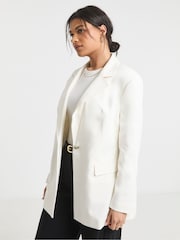 Simply Be White Oversized Single Breasted Blazer - Image 1 of 6