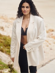 Simply Be White Oversized Single Breasted Blazer - Image 2 of 6