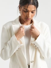 Simply Be White Oversized Single Breasted Blazer - Image 4 of 6