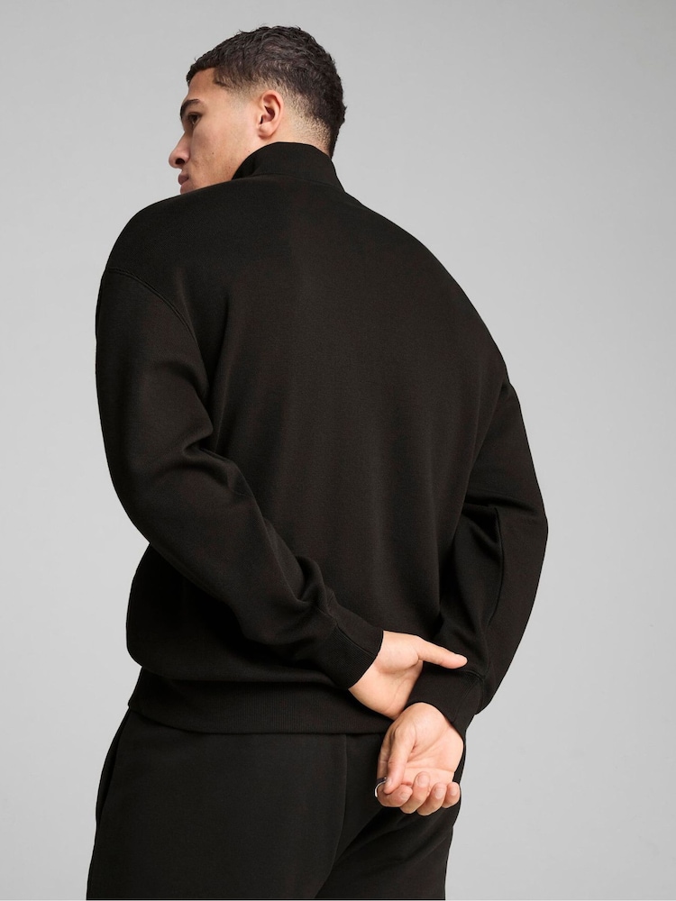 Puma Black Mens Wardrobe Ess Relaxed Half Zip Crew 100% Cotton Sweatshirt - Image 2 of 5