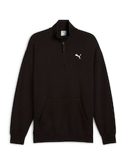 Puma Black Mens Wardrobe Ess Relaxed Half Zip Crew 100% Cotton Sweatshirt - Image 4 of 5