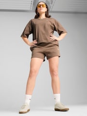 Puma Brown Womens WARDROBE ESS 4 Shorts - Image 1 of 3