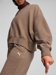 Puma Brown Womens WARDROBE ESS Oversized Crew Sweatshirt - Image 3 of 5