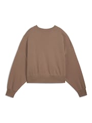 Puma Brown Womens WARDROBE ESS Oversized Crew Sweatshirt - Image 5 of 5