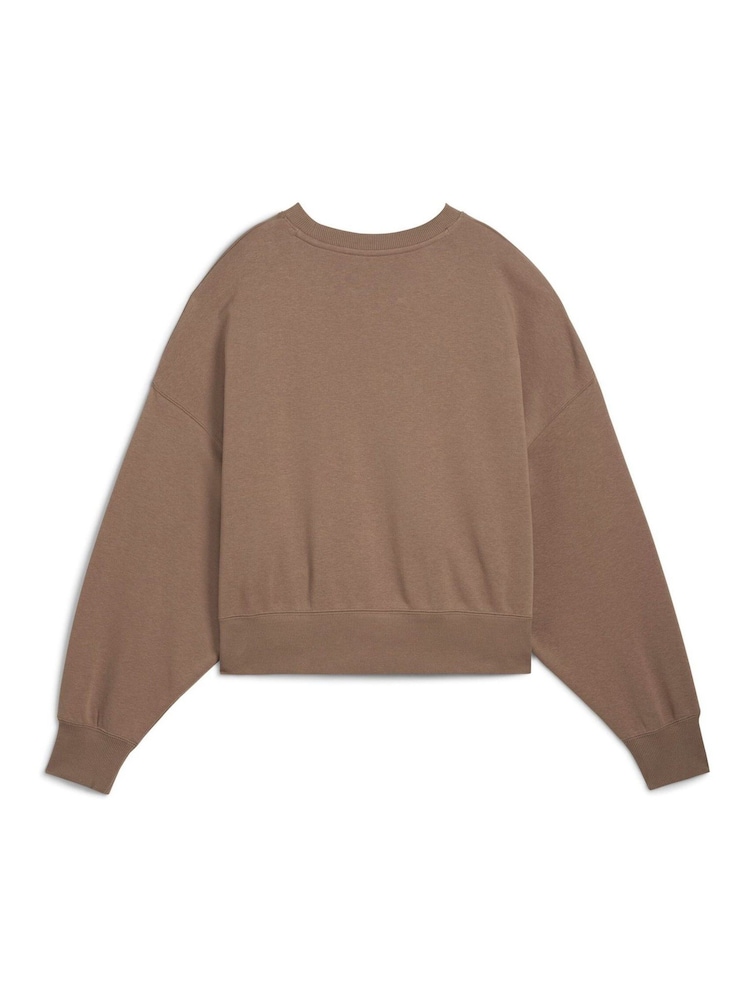 Puma Brown Womens WARDROBE ESS Oversized Crew Sweatshirt - Image 5 of 5