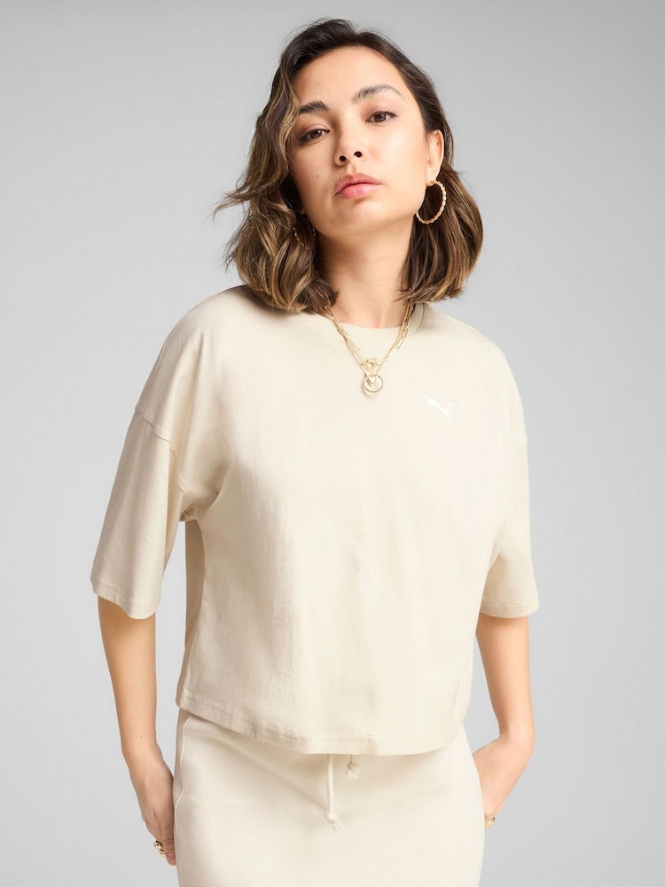 Blanco tiz - Puma Womens WARDROBE ESS Oversized Short T-Shirt - Imagen 2 de 3